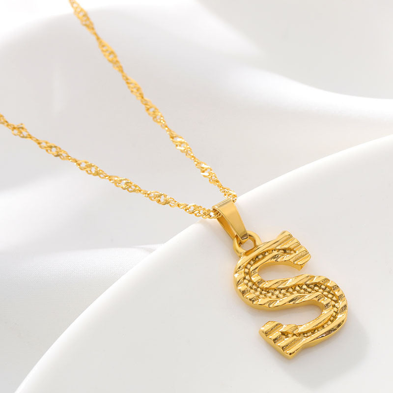 Gold Initial Letter Necklace – 18K Gold Plated A–Z Alphabet