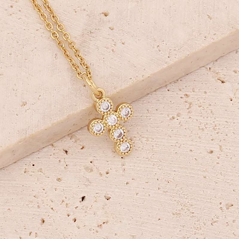 Micro Inlaid Zircon Cross Necklace
