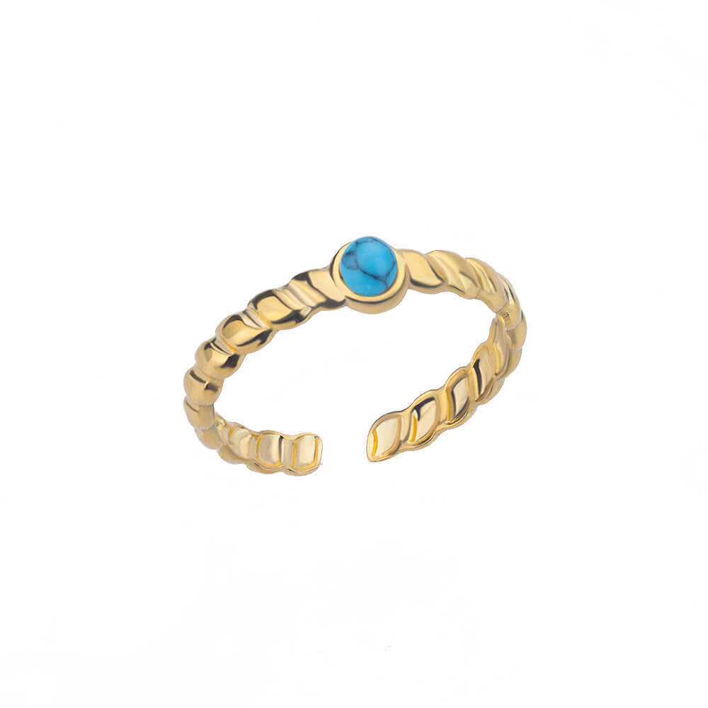 Round White Turquoise Ring - Adjustable