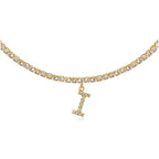 A-Z Letter Zircon Necklace, Silver & Gold