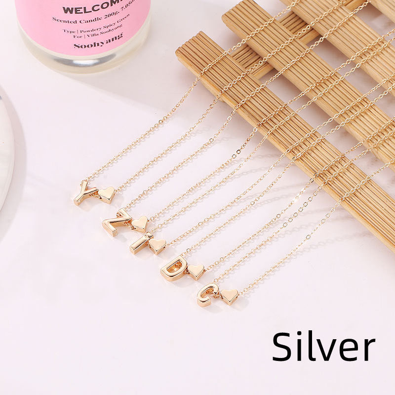 Alphabet A-Z Heart Pendant Necklace