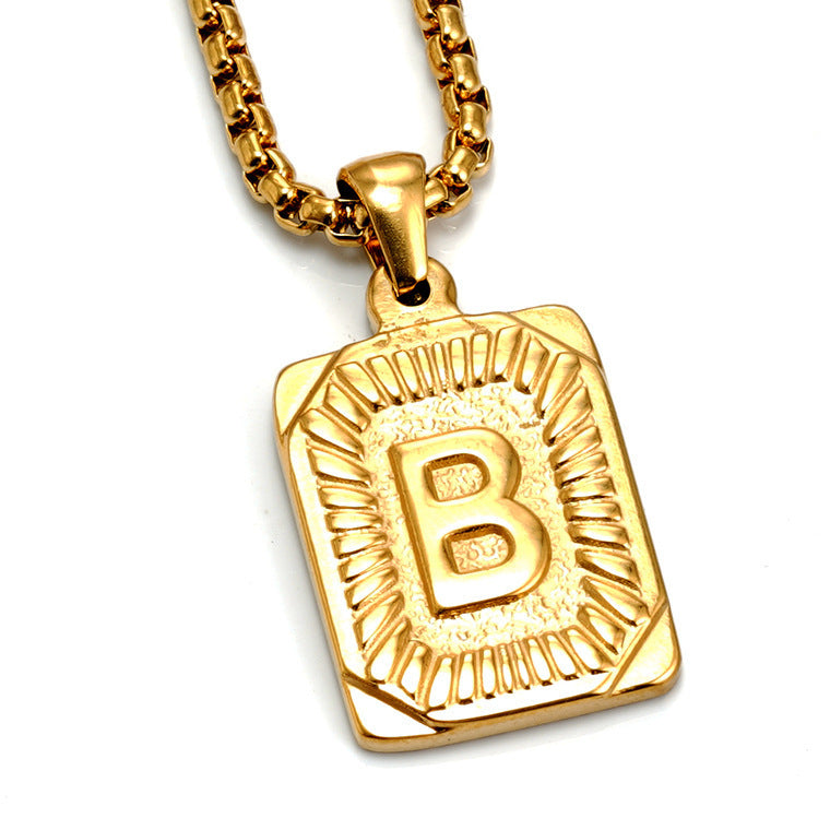 A-Z Alphabet Titanium Steel Letter Pendant Necklace