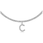 A-Z Letter Zircon Necklace, Silver & Gold