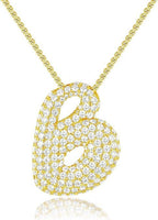 A-Z Zircon Balloon English Letter Necklace, Gold & Silver