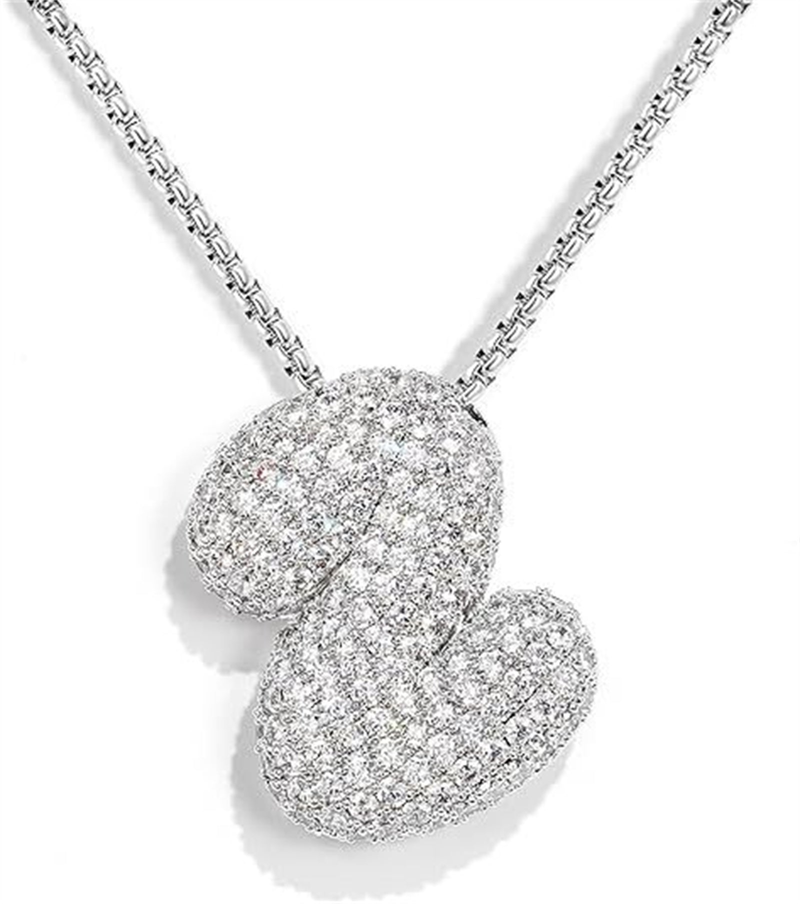A-Z Zircon Balloon English Letter Necklace, Gold & Silver