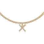 A-Z Letter Zircon Necklace, Silver & Gold