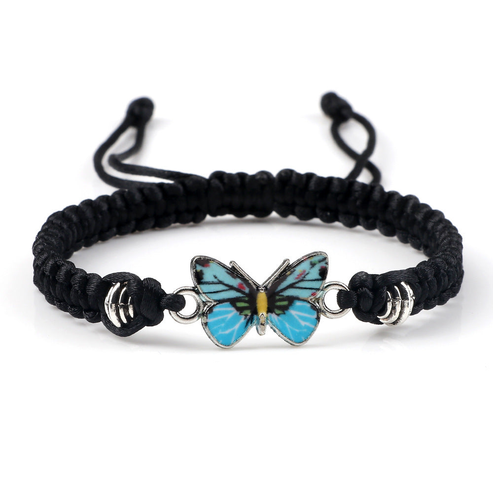 Adjustable Couple Butterfly Buckle Braided Bracelet
