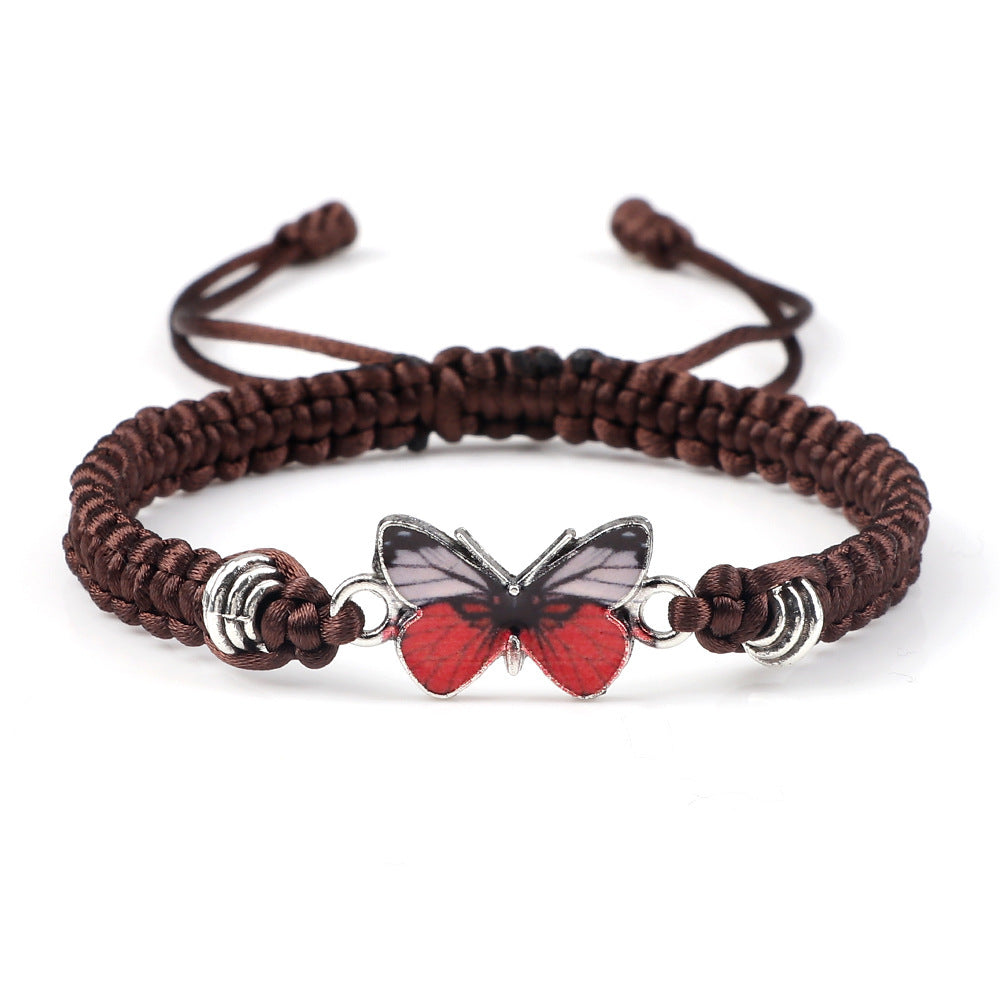 Adjustable Couple Butterfly Buckle Braided Bracelet