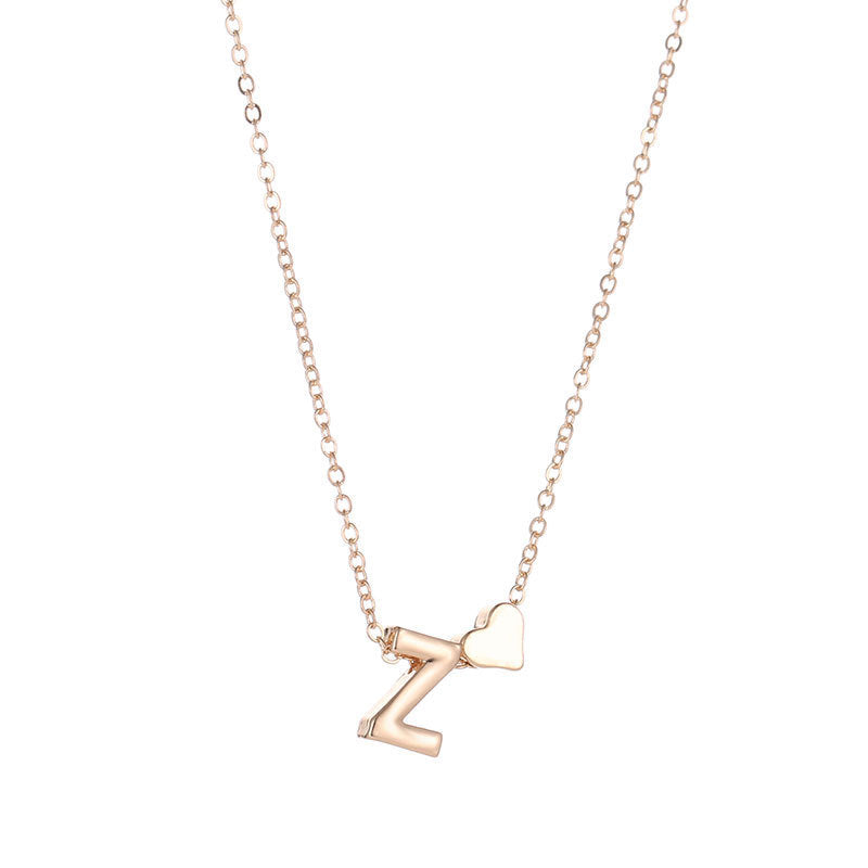 Alphabet A-Z Heart Pendant Necklace