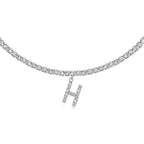 A-Z Letter Zircon Necklace, Silver & Gold