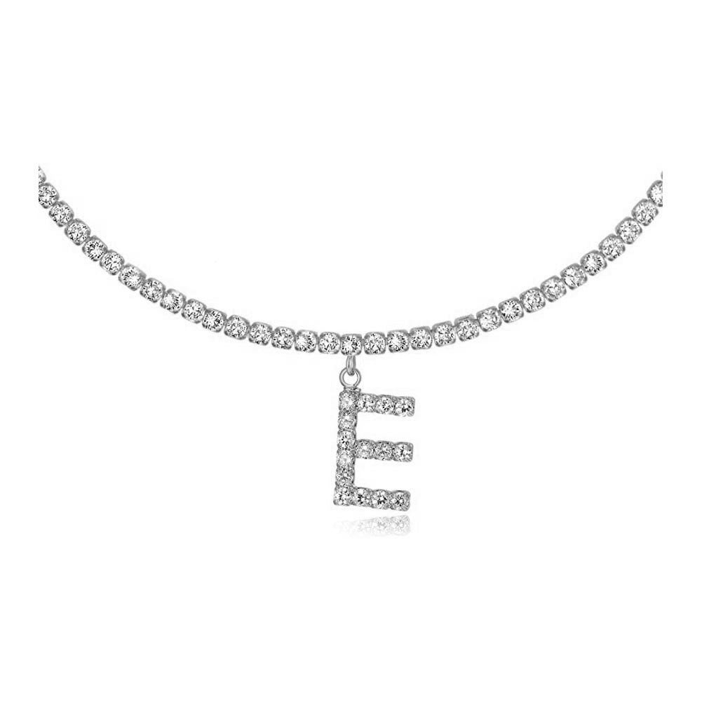 A-Z Letter Zircon Necklace, Silver & Gold