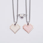2Pcs Magnetic Heart-Shaped Mosaic Necklace Set