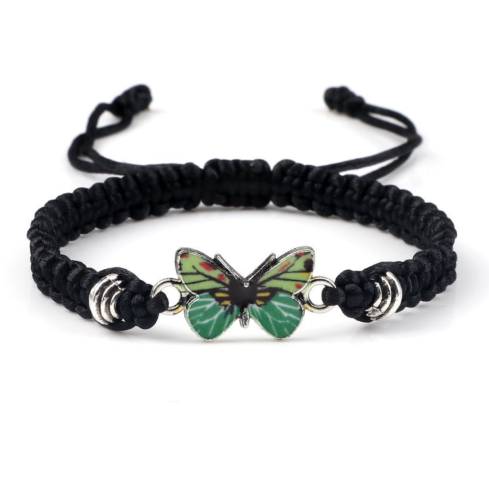 Adjustable Couple Butterfly Buckle Braided Bracelet