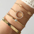4 Piece Rhinestone Round Arrow Decorative Bracelet Set