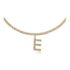 A-Z Letter Zircon Necklace, Silver & Gold