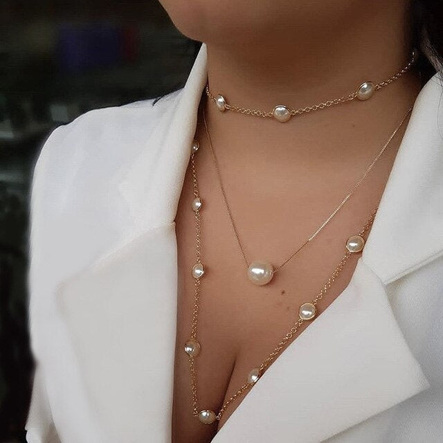 All-Match Pearl Necklace Set with Earrings