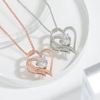 Heart Shaped Zircon Double Love Necklace