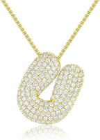 A-Z Zircon Balloon English Letter Necklace, Gold & Silver
