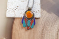 Large Hamsa Pendant - Tibetan Nepal - Amber, Lapis, Turquoise, Coral Stone - Fatima Hands
