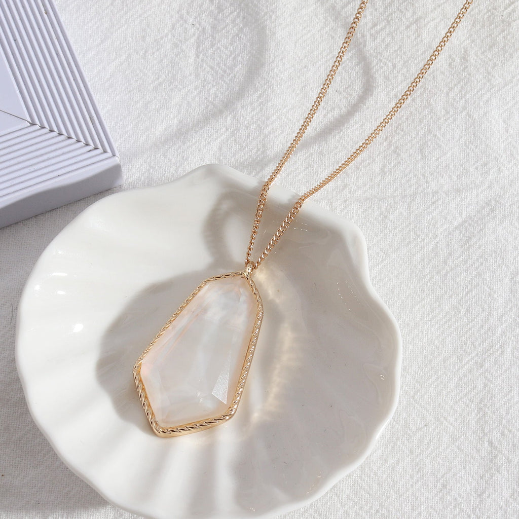 Abalone Shell Faceted Resin Necklace