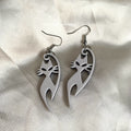 Black and white cat dangle earrings
