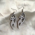 Black and white cat dangle earrings