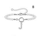A-Z Letter Pendant Pearl Bracelet