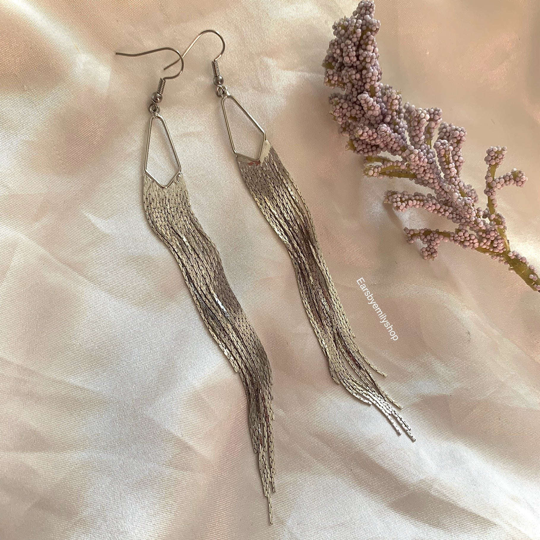 18k gold or silver plated large statement chain earrings