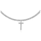 A-Z Letter Zircon Necklace, Silver & Gold