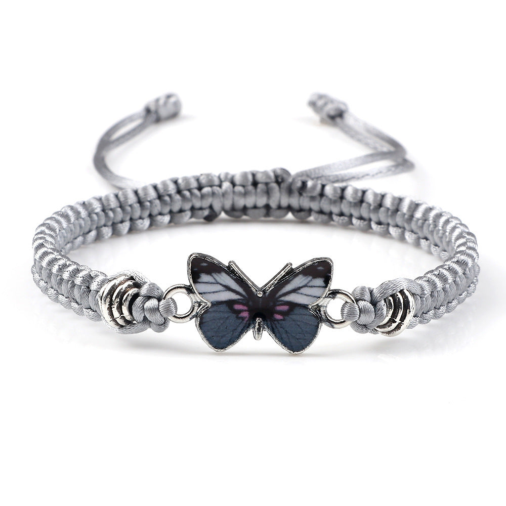 Adjustable Couple Butterfly Buckle Braided Bracelet