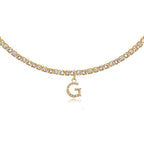 A-Z Letter Zircon Necklace, Silver & Gold