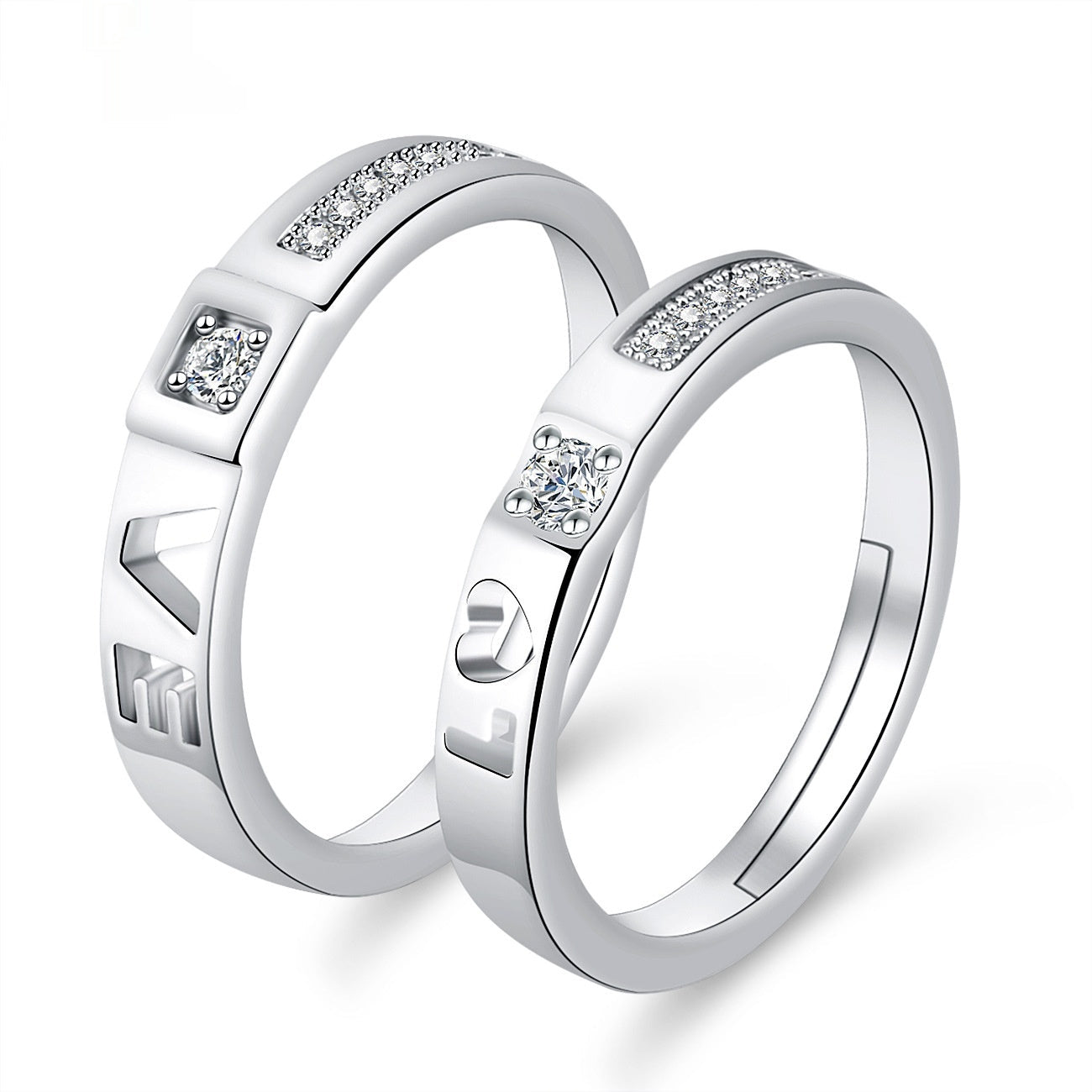 Moissanite Engagement Couple Rings