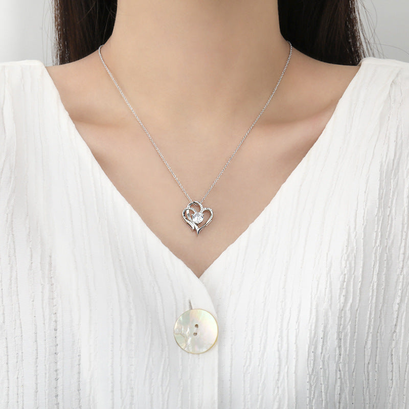 Heart Shaped Zircon Double Love Necklace