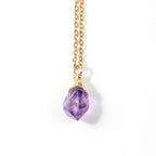 Amethyst Rough Stone Gold Plated Pendant Necklace