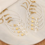 26 Letters White Shell Beaded Bracelet for Women