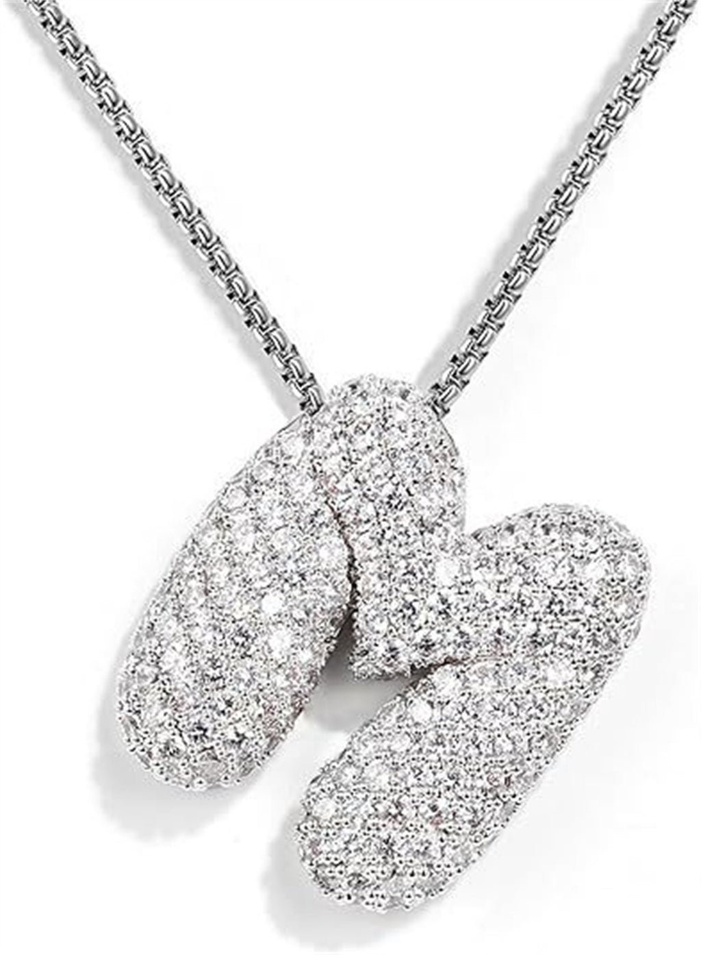 A-Z Zircon Balloon English Letter Necklace, Gold & Silver