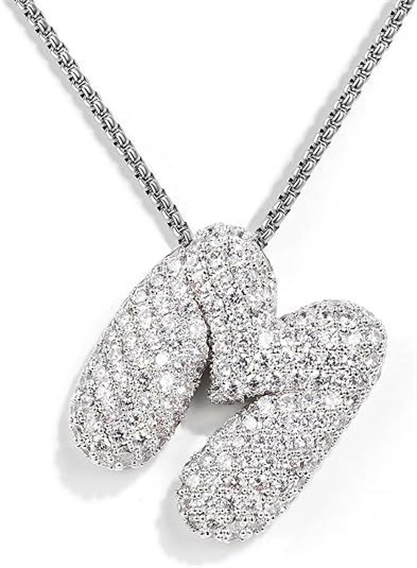 A-Z Zircon Balloon English Letter Necklace, Gold & Silver