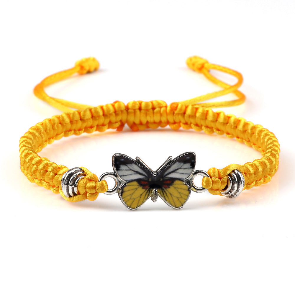 Adjustable Couple Butterfly Buckle Braided Bracelet