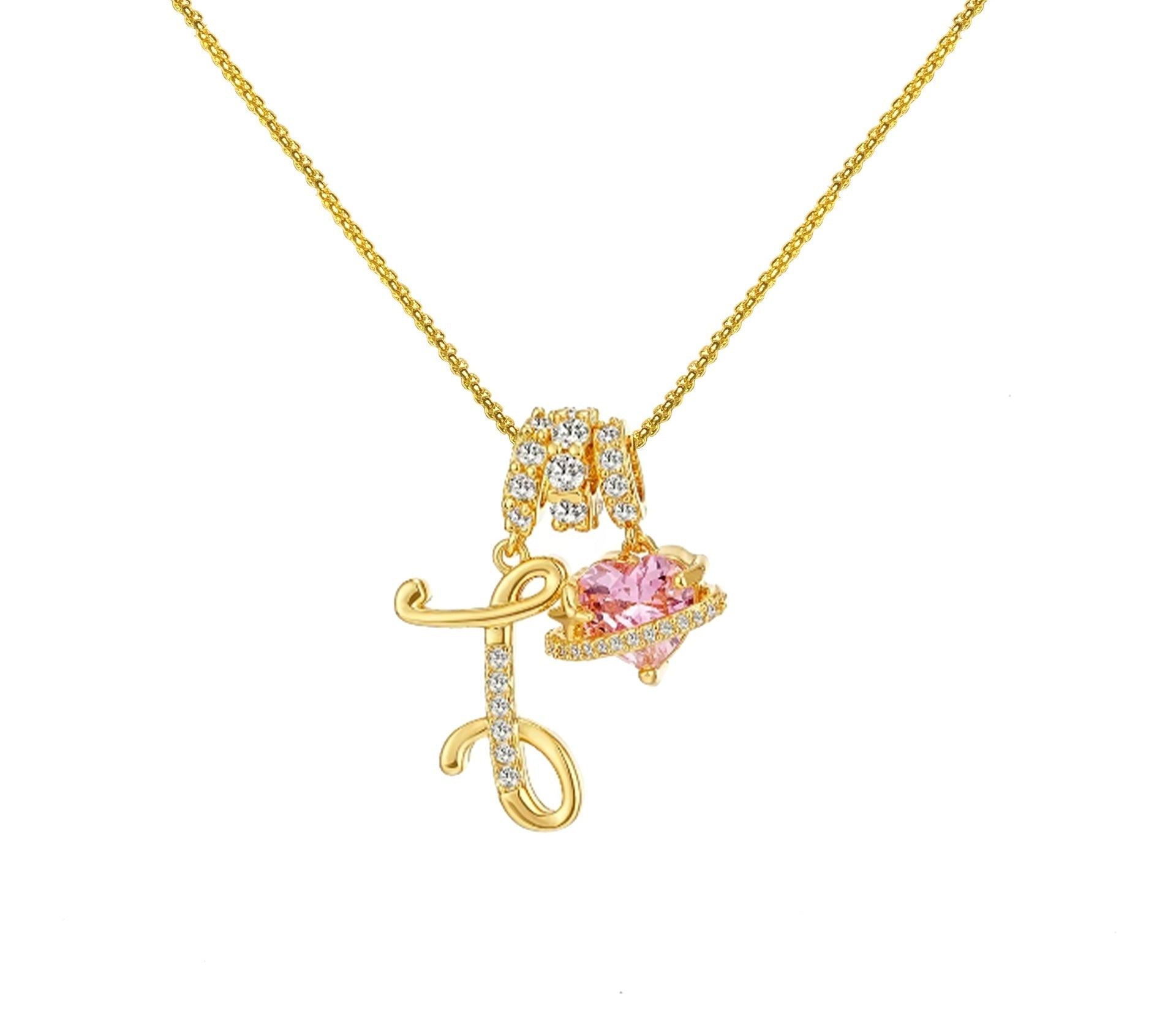 A-Z Alphabet Elegant Blue Heart Necklace with Zircons