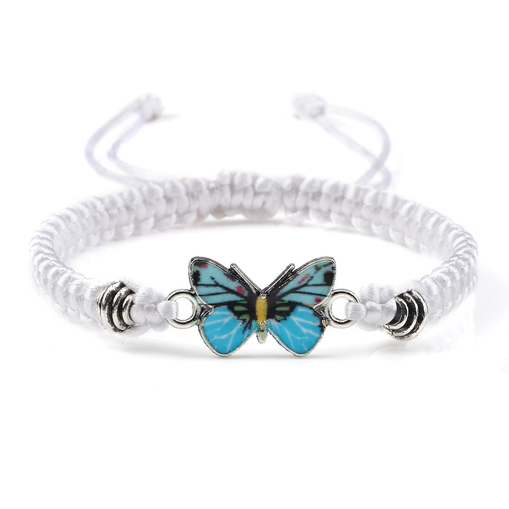 Adjustable Couple Butterfly Buckle Braided Bracelet