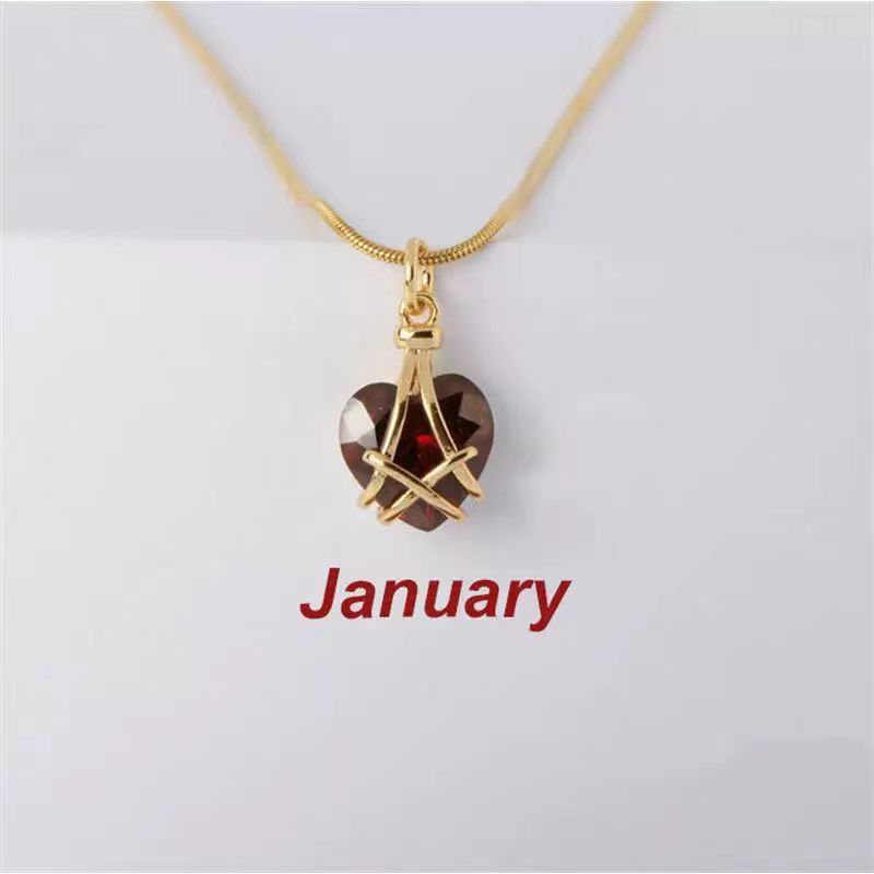 Birthstone Princess Style Love Necklace