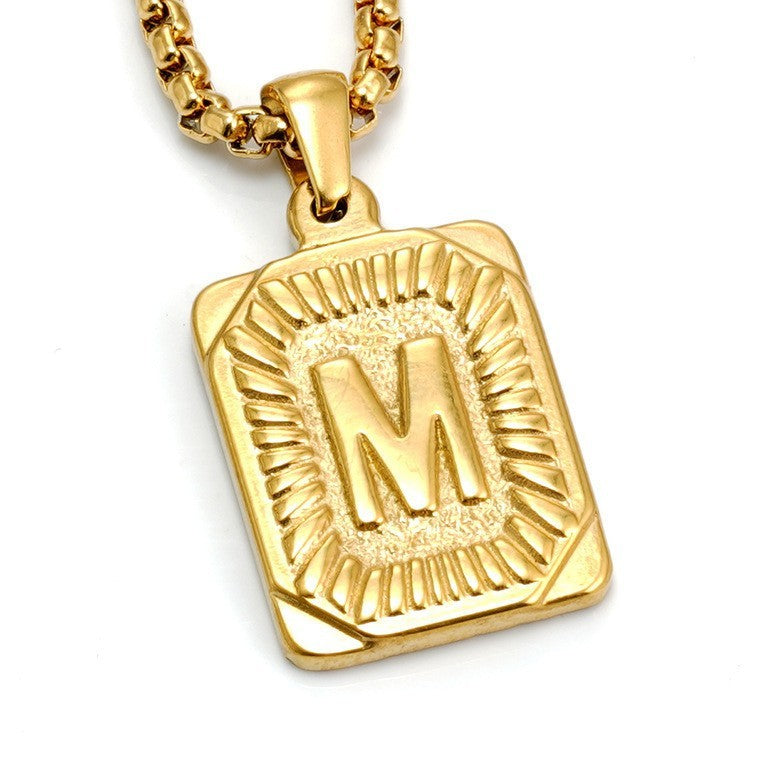 A-Z Alphabet Titanium Steel Letter Pendant Necklace