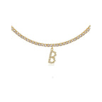 A-Z Letter Zircon Necklace, Silver & Gold