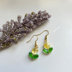 Cool silver or gold tulip flower dangle drop earrings