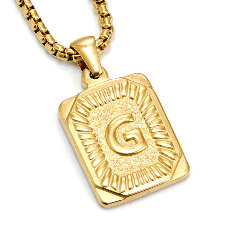 A-Z Alphabet Titanium Steel Letter Pendant Necklace