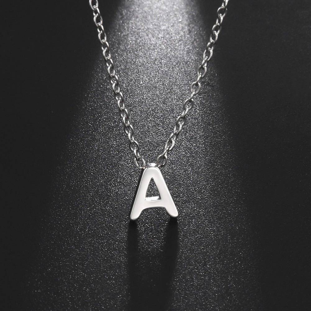 26 English Letter Steel Color Necklace