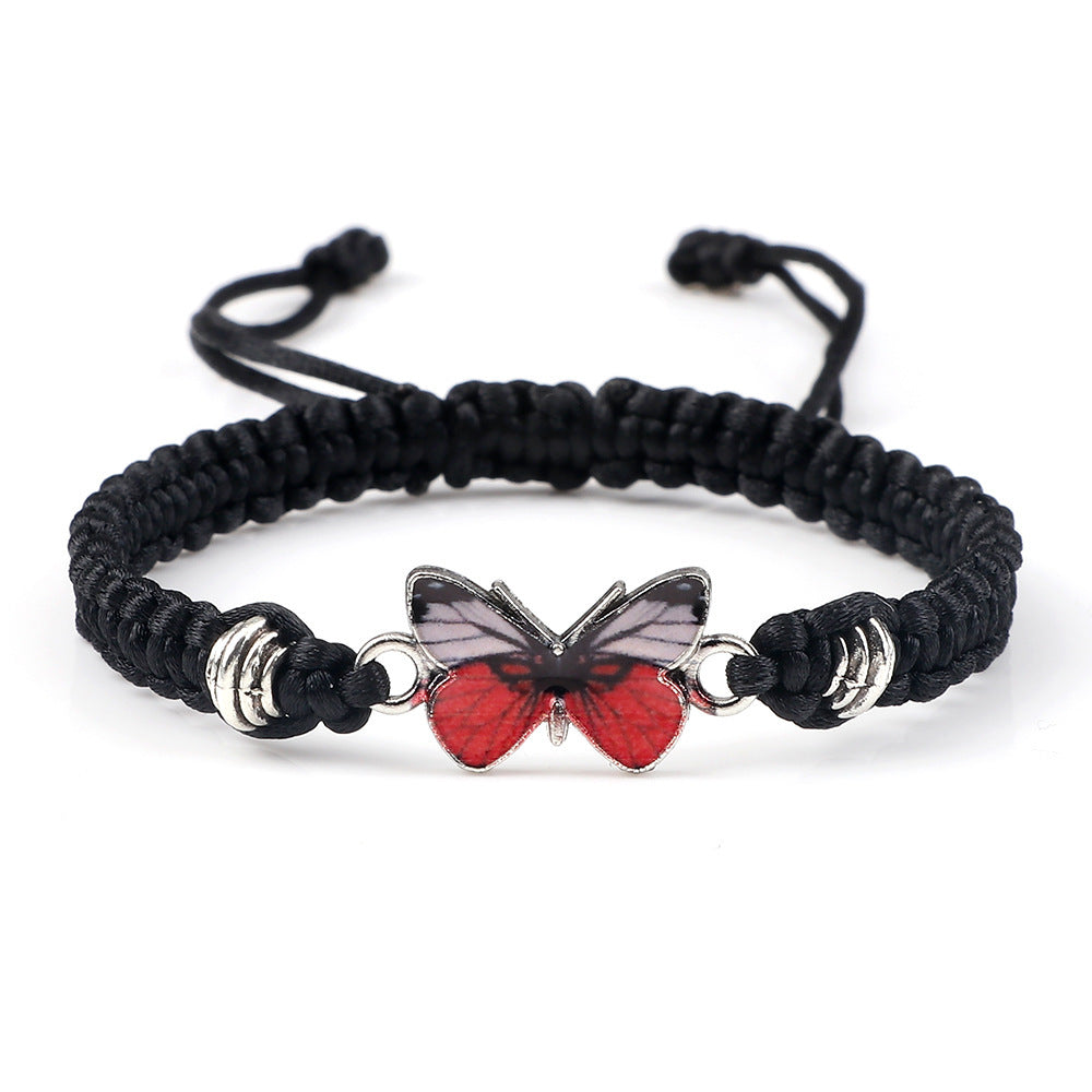 Adjustable Couple Butterfly Buckle Braided Bracelet