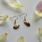Space rocket and alien space ship gold dangle earrings