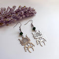 Cool quirky silver stainless steel beetle insect dangle earrings