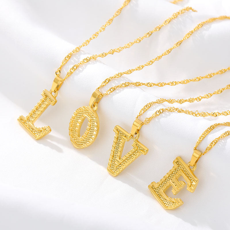 Gold Initial Letter Necklace – 18K Gold Plated A–Z Alphabet